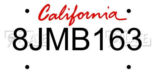 8JMB163 California License Plate