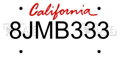 8JMB333 California License Plate