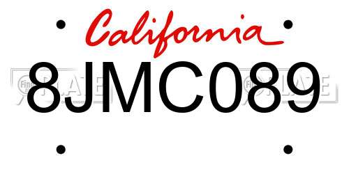 8JMC089 California License Plate