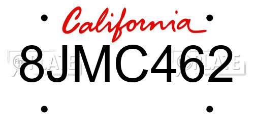 8JMC462 California License Plate