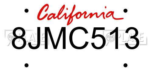 8JMC513 California License Plate
