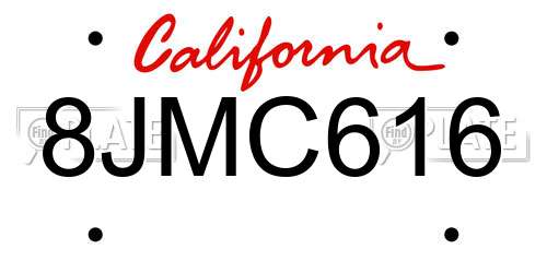 8JMC616 California License Plate