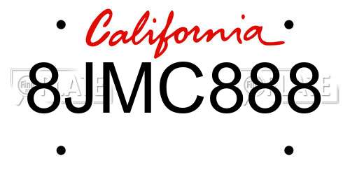 8JMC888 California License Plate