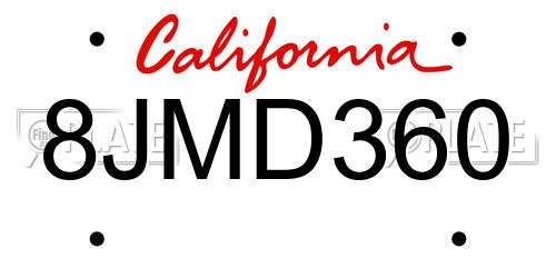 8JMD360 California License Plate