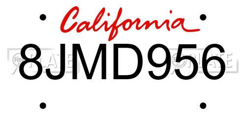 8JMD956 California License Plate