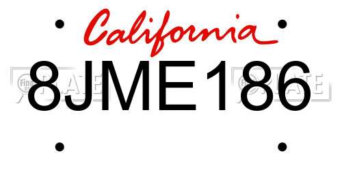 8JME186 California License Plate