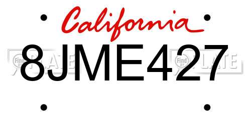 8JME427 California License Plate