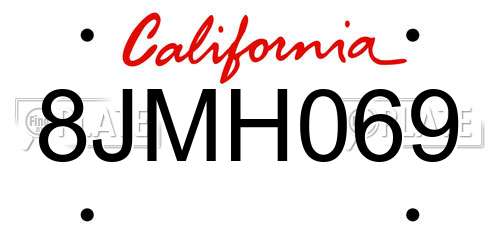 8JMH069 California License Plate