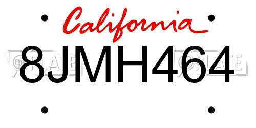 8JMH464 California License Plate