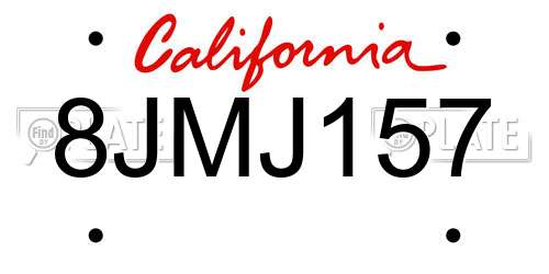 8JMJ157 California License Plate