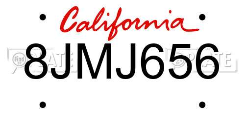 8JMJ656 California License Plate