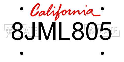 8JML805 California License Plate