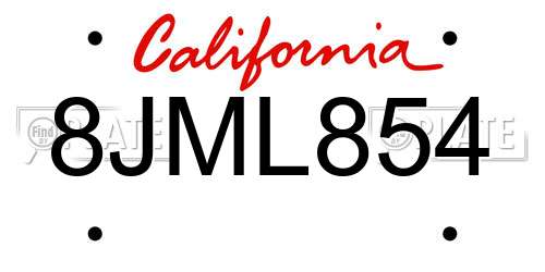 8JML854 California License Plate