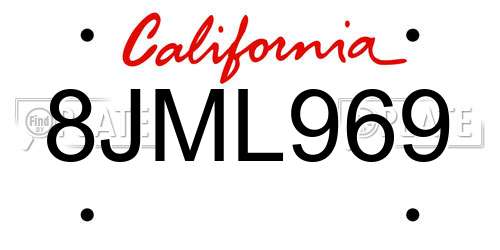 8JML969 California License Plate