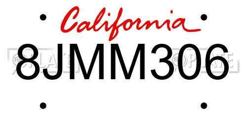 8JMM306 California License Plate