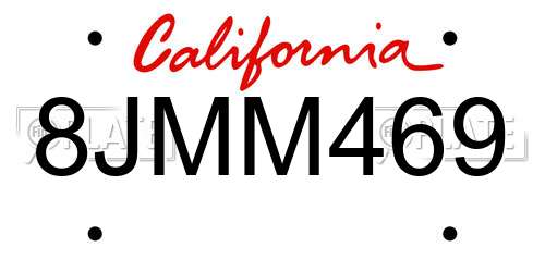 8JMM469 California License Plate