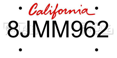8JMM962 California License Plate