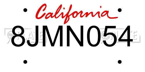 8JMN054 California License Plate
