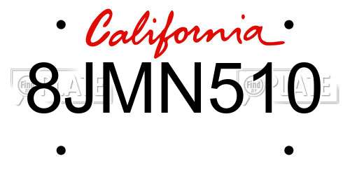 8JMN510 California License Plate