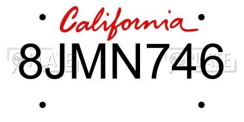 8JMN746 California License Plate