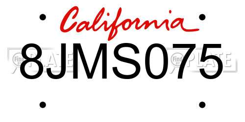 8JMS075 California License Plate
