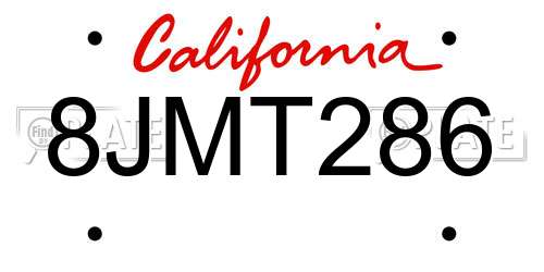 8JMT286 California License Plate