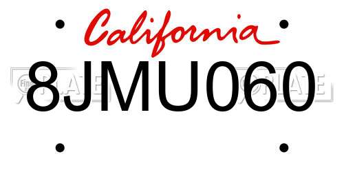 8JMU060 California License Plate