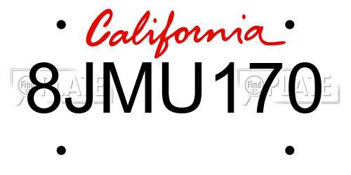 8JMU170 California License Plate