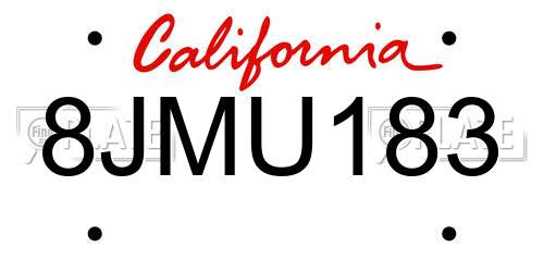 8JMU183 California License Plate