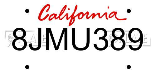 8JMU389 California License Plate
