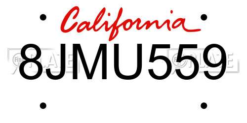 8JMU559 California License Plate