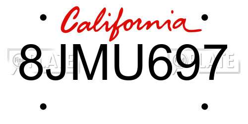 8JMU697 California License Plate