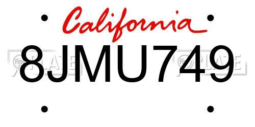 8JMU749 California License Plate