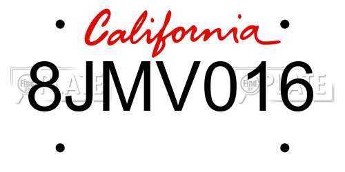 8JMV016 California License Plate