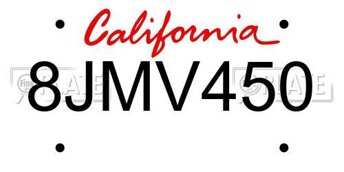 8JMV450 California License Plate