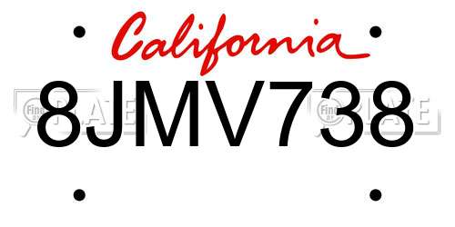 8JMV738 California License Plate