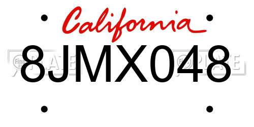 8JMX048 California License Plate