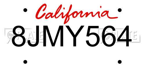 8JMY564 California License Plate
