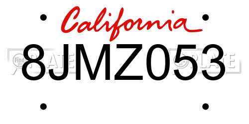 8JMZ053 California License Plate
