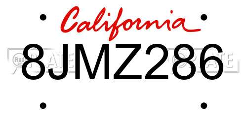 8JMZ286 California License Plate