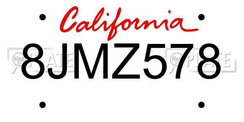 8JMZ578 California License Plate