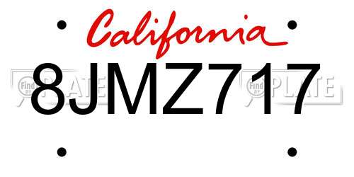 8JMZ717 California License Plate