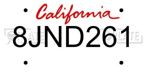 8JND261 California License Plate