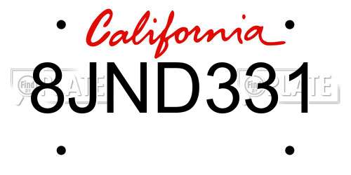 8JND331 California License Plate