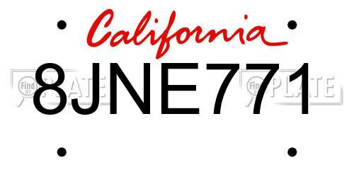 8JNE771 California License Plate