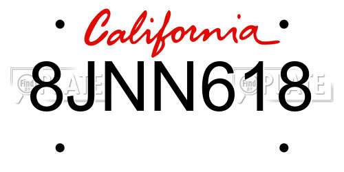 8JNN618 California License Plate