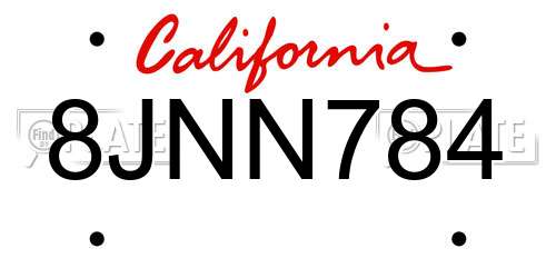 8JNN784 California License Plate