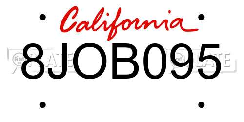 8JOB095 California License Plate