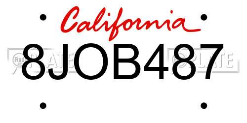 8JOB487 California License Plate