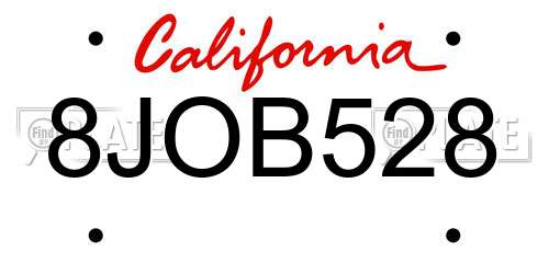 8JOB528 California License Plate